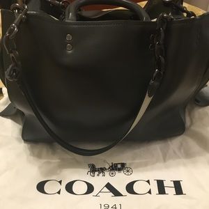 Coach Rogue Bag (Green with Floral Print Lining)